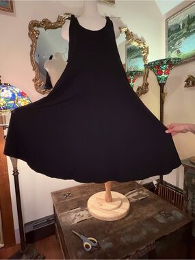 a new day Black Cotton Spandex Tank Dress with Full Skirt